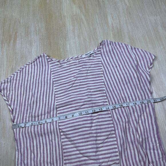 NWT Madewell Stripe Play Button Back Linen Blend Shift Preppy Pockets Dress M - Picture 10 of 15